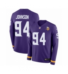 Youth Nike Minnesota Vikings #94 Jaleel Johnson Limited Purple Therma Long Sleeve NFL Jersey