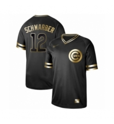 Men's Chicago Cubs #12 Kyle Schwarber Authentic Black Gold Fashion Baseball Jersey