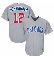 Men's Majestic Chicago Cubs #12 Kyle Schwarber Replica Grey Road Cool Base MLB Jersey