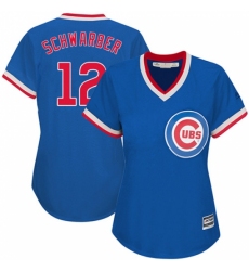 Women's Majestic Chicago Cubs #12 Kyle Schwarber Replica Royal Blue Cooperstown MLB Jersey