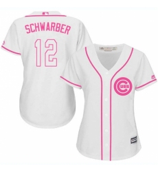 Women's Majestic Chicago Cubs #12 Kyle Schwarber Replica White Fashion MLB Jersey