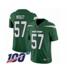 Men's New York Jets #57 C.J. Mosley Green Team Color Vapor Untouchable Limited Player 100th Season Football Jersey