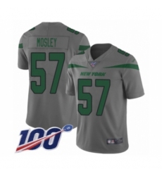 Men's New York Jets #57 C.J. Mosley Limited Gray Inverted Legend 100th Season Football Jersey