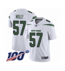 Men's New York Jets #57 C.J. Mosley White Vapor Untouchable Limited Player 100th Season Football Jersey