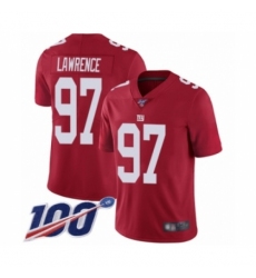 Men's New York Giants #97 Dexter Lawrence Red Limited Red Inverted Legend 100th Season Football Jersey