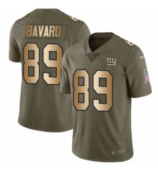 Men's Nike New York Giants #89 Mark Bavaro Limited Olive/Gold 2017 Salute to Service NFL Jersey