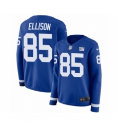 Women's Nike New York Giants #85 Rhett Ellison Limited Royal Blue Therma Long Sleeve NFL Jersey