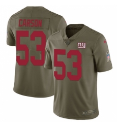 Men's Nike New York Giants #53 Harry Carson Limited Olive 2017 Salute to Service NFL Jersey
