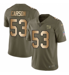 Men's Nike New York Giants #53 Harry Carson Limited Olive/Gold 2017 Salute to Service NFL Jersey
