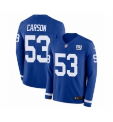 Men's Nike New York Giants #53 Harry Carson Limited Royal Blue Therma Long Sleeve NFL Jersey