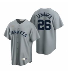 Men's Nike New York Yankees #26 DJ LeMahieu Gray Cooperstown Collection Road Stitched Baseball Jersey