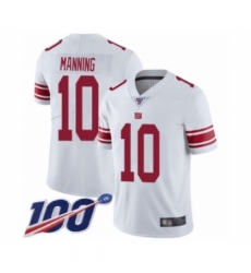 Men's New York Giants #10 Eli Manning White Vapor Untouchable Limited Player 100th Season Football Jersey