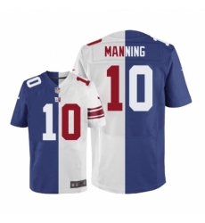 Men's Nike New York Giants #10 Eli Manning Elite Blue/White Split Fashion NFL Jersey