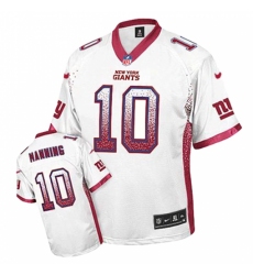 Men's Nike New York Giants #10 Eli Manning Elite White Drift Fashion NFL Jersey