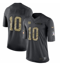 Men's Nike New York Giants #10 Eli Manning Limited Black 2016 Salute to Service NFL Jersey