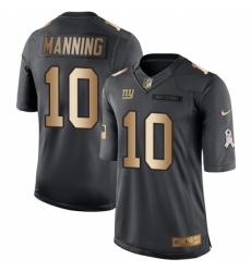 Men's Nike New York Giants #10 Eli Manning Limited Black/Gold Salute to Service NFL Jersey