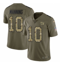 Men's Nike New York Giants #10 Eli Manning Limited Olive/Camo 2017 Salute to Service NFL Jersey