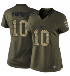Women's Nike New York Giants #10 Eli Manning Elite Green Salute to Service NFL Jersey