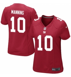 Women's Nike New York Giants #10 Eli Manning Game Red Alternate NFL Jersey