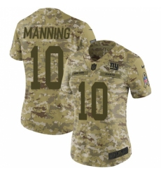 Women's Nike New York Giants #10 Eli Manning Limited Camo 2018 Salute to Service NFL Jersey