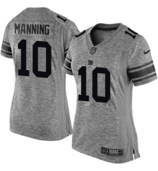 Women's Nike New York Giants #10 Eli Manning Limited Gray Gridiron NFL Jersey
