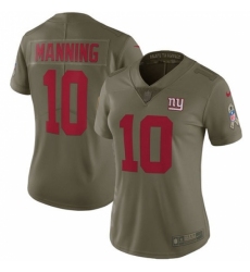 Women's Nike New York Giants #10 Eli Manning Limited Olive 2017 Salute to Service NFL Jersey