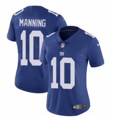 Women's Nike New York Giants #10 Eli Manning Royal Blue Team Color Vapor Untouchable Limited Player NFL Jersey