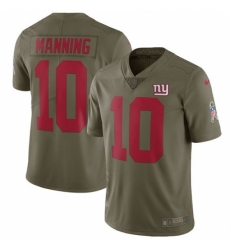 Youth Nike New York Giants #10 Eli Manning Limited Olive 2017 Salute to Service NFL Jersey
