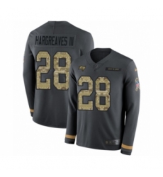 Youth Nike Tampa Bay Buccaneers #28 Vernon Hargreaves III Limited Black Salute to Service Therma Long Sleeve NFL Jersey