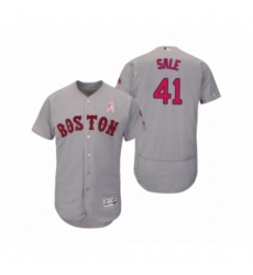 Men's 2019 Mothers Day Chris Sale Boston Red Sox #41 Gray Flex Base Road Jersey