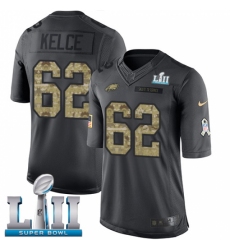 Men's Nike Philadelphia Eagles #62 Jason Kelce Limited Black 2016 Salute to Service Super Bowl LII NFL Jersey