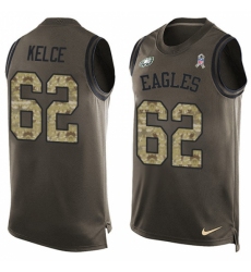 Men's Nike Philadelphia Eagles #62 Jason Kelce Limited Green Salute to Service Tank Top NFL Jersey