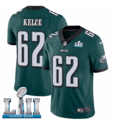 Men's Nike Philadelphia Eagles #62 Jason Kelce Midnight Green Team Color Vapor Untouchable Limited Player Super Bowl LII NFL Jersey