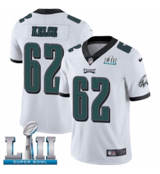 Men's Nike Philadelphia Eagles #62 Jason Kelce White Vapor Untouchable Limited Player Super Bowl LII NFL Jersey