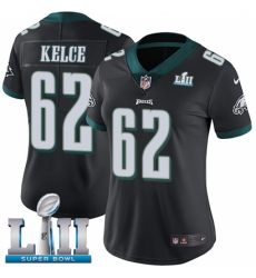 Women's Nike Philadelphia Eagles #62 Jason Kelce Black Alternate Vapor Untouchable Limited Player Super Bowl LII NFL Jersey