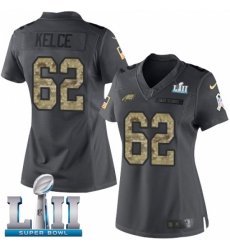 Women's Nike Philadelphia Eagles #62 Jason Kelce Limited Black 2016 Salute to Service Super Bowl LII NFL Jersey