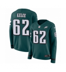 Women's Nike Philadelphia Eagles #62 Jason Kelce Limited Green Therma Long Sleeve NFL Jersey