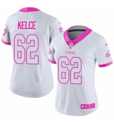 Women's Nike Philadelphia Eagles #62 Jason Kelce Limited White/Pink Rush Fashion NFL Jersey