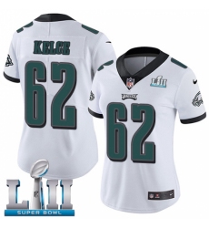 Women's Nike Philadelphia Eagles #62 Jason Kelce White Vapor Untouchable Limited Player Super Bowl LII NFL Jersey