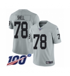 Men's Oakland Raiders #78 Art Shell Limited Silver Inverted Legend 100th Season Football Jersey