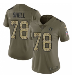 Women's Nike Oakland Raiders #78 Art Shell Limited Olive/Camo 2017 Salute to Service NFL Jersey