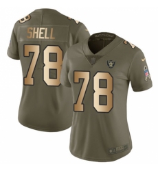 Women's Nike Oakland Raiders #78 Art Shell Limited Olive/Gold 2017 Salute to Service NFL Jersey
