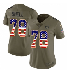Women's Nike Oakland Raiders #78 Art Shell Limited Olive/USA Flag 2017 Salute to Service NFL Jersey