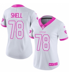 Women's Nike Oakland Raiders #78 Art Shell Limited White/Pink Rush Fashion NFL Jersey