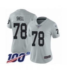 Women's Oakland Raiders #78 Art Shell Limited Silver Inverted Legend 100th Season Football Jersey