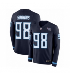 Men's Tennessee Titans #98 Jeffery Simmons Limited Navy Blue Therma Long Sleeve Football Jersey