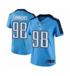 Women's Tennessee Titans #98 Jeffery Simmons Limited Light Blue Rush Vapor Untouchable Football Jersey