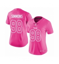 Women's Tennessee Titans #98 Jeffery Simmons Limited Pink Rush Fashion Football Jersey