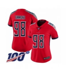 Women's Tennessee Titans #98 Jeffery Simmons Limited Red Inverted Legend 100th Season Football Jersey