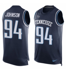 Men's Nike Tennessee Titans #94 Austin Johnson Limited Navy Blue Player Name & Number Tank Top NFL Jersey